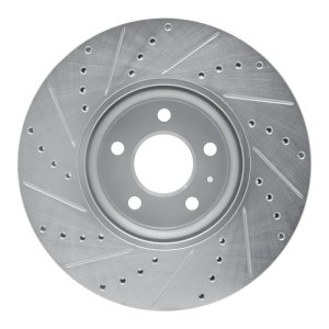 Audi A5 Brake Rotor (1) - Front Right - R1 Concepts - Drilled & Slotted - Silver - `11-`17